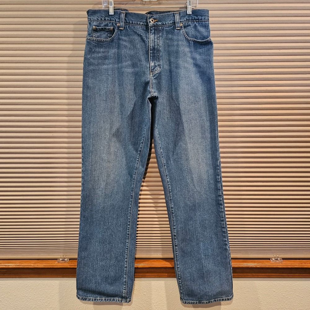 LL Bean Standard Fit Mens Jeans 38x36 Medium Wash Blue Denim Straight Leg 0JTJ7